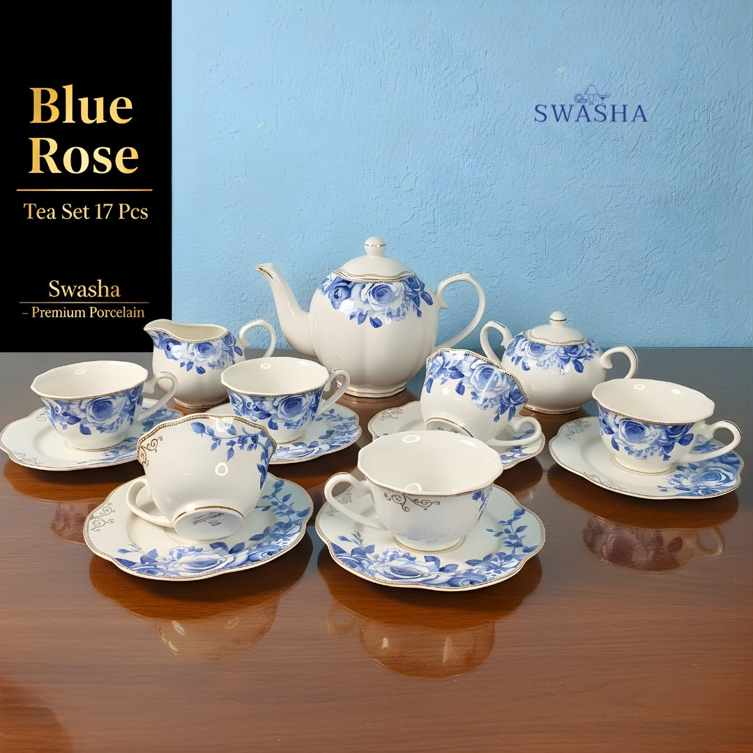 Blue Rose Tea Set of