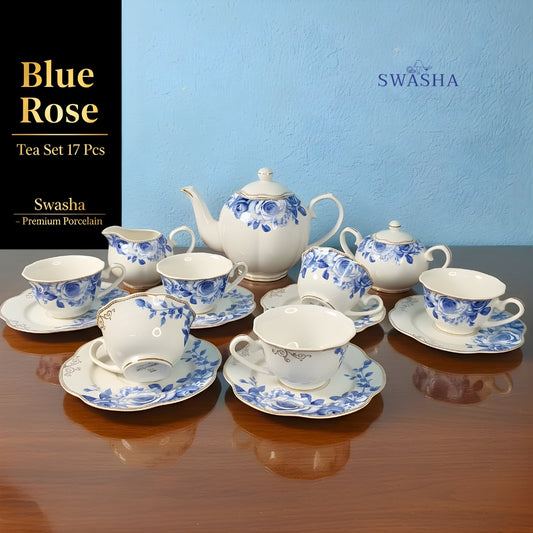 Blue Rose Tea Set of