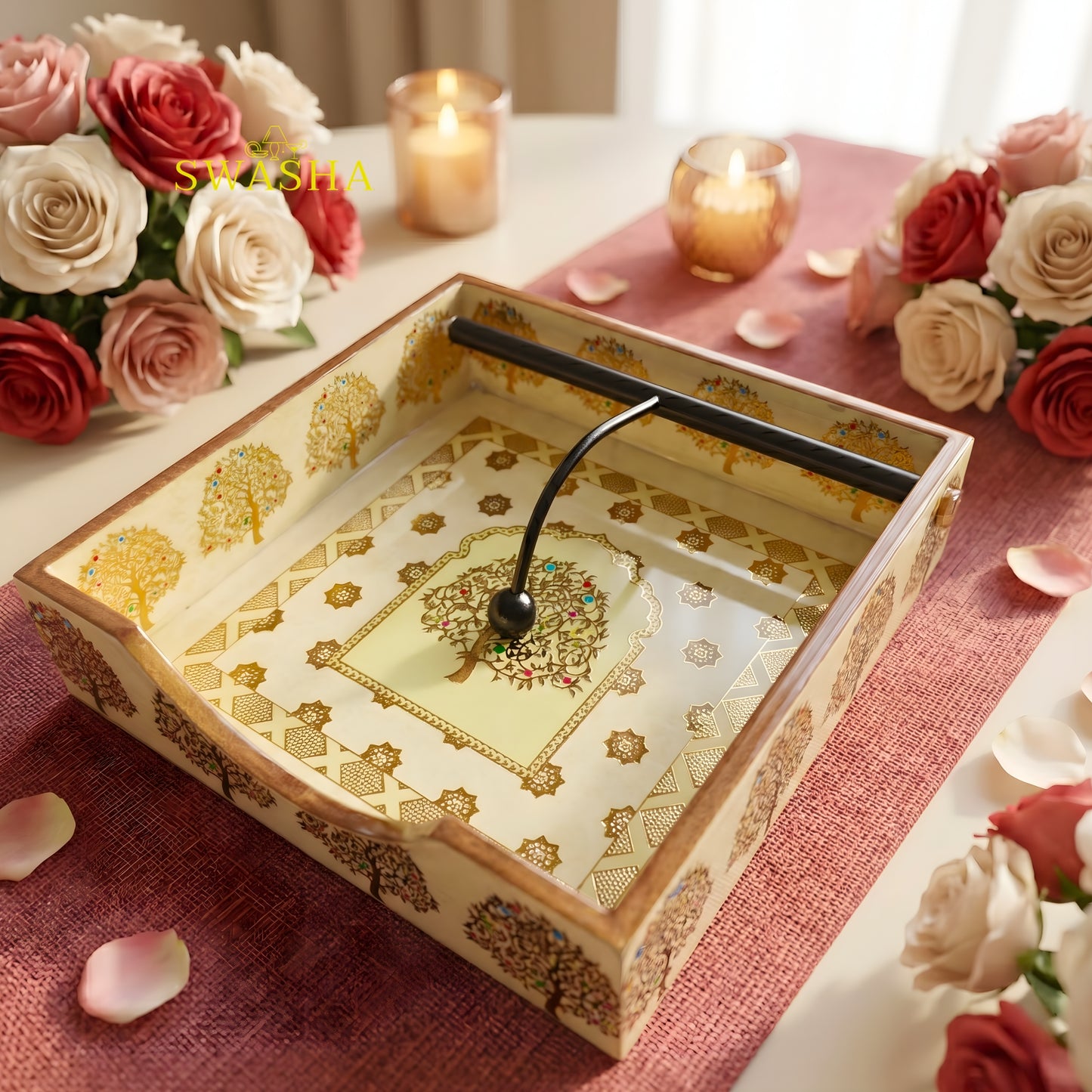 Handmade Weighted Tissue Box by Swasha - Glossy Resin Finish