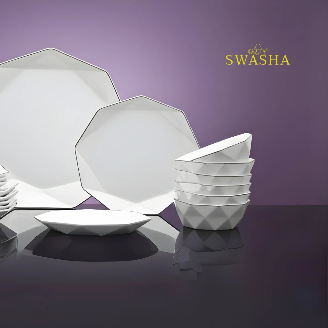 Swasha Magnesium Porcelain 18 Pcs Dinner Set 