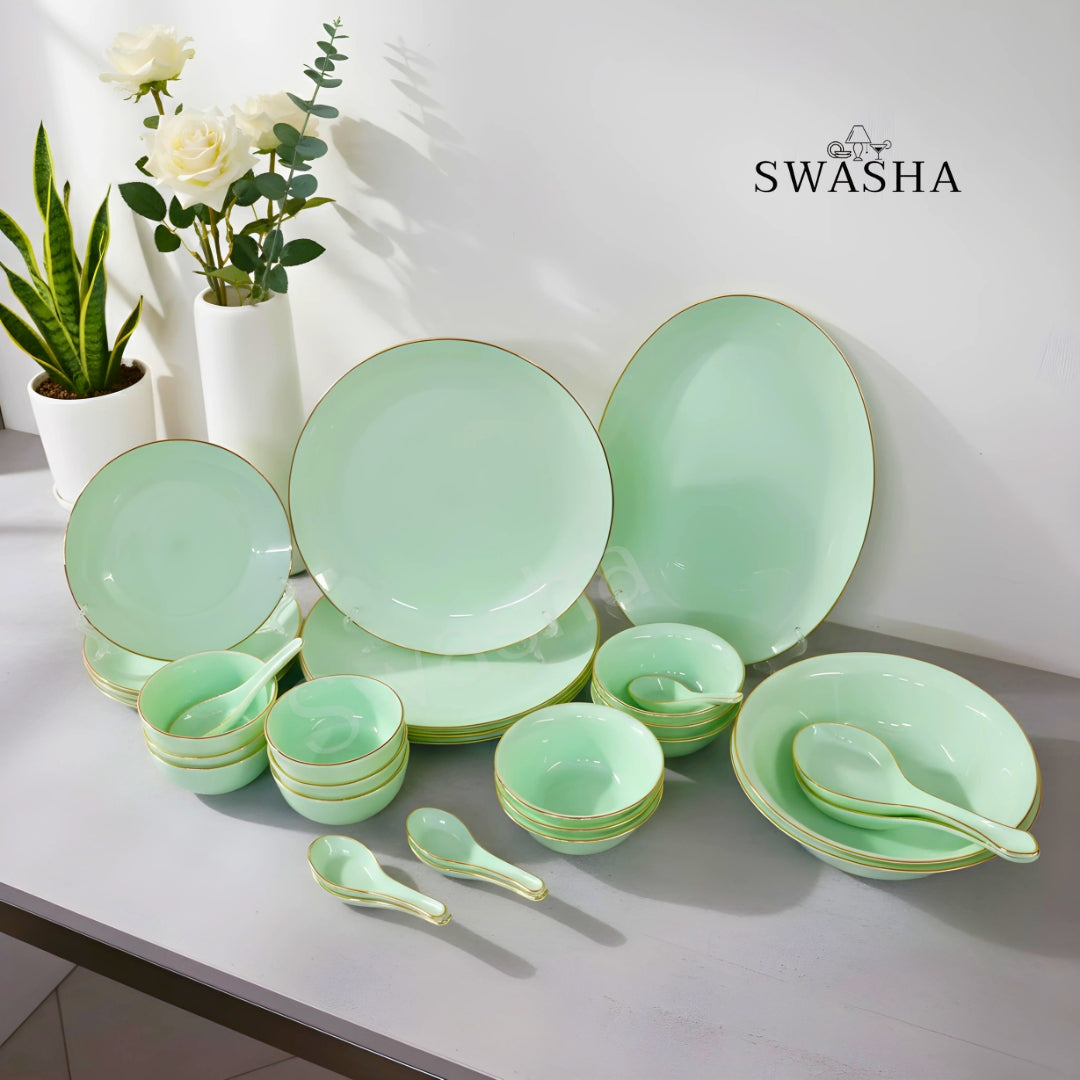 Swasha 35-Piece Opal Glass Dinner Set
