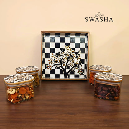 Storage Jars with Wooden MDF Tray