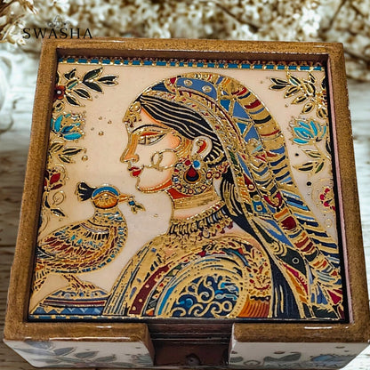 Swasha Durable MDF Wooden Coasters – Heat & Water Resistant (Set of 6)