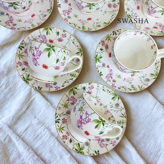 Porcelain Cup Saucer Set of 6 