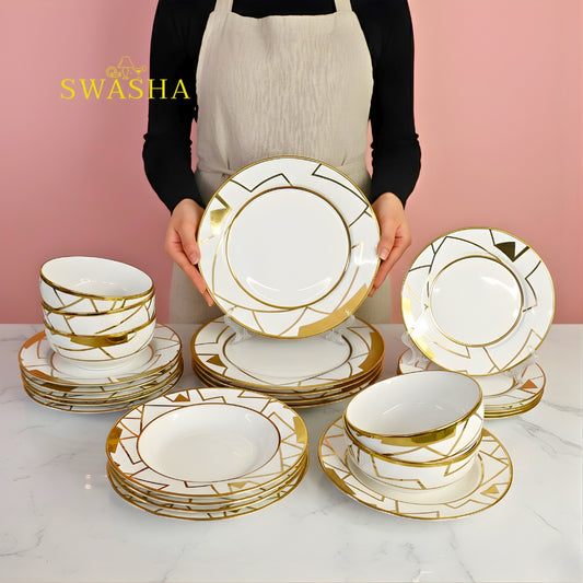 Luxury white gold porcelain dinnerware set