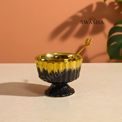 Elegant Ceramic Ice Cream Cup Set of 6 with Matching Spoons & Tray by Swasha