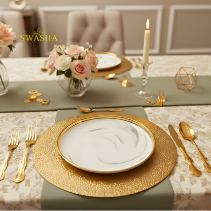Grey Marble SWASHA Porcelain Dinner Set of 28 Pieces | Dinnerware (White & Golden)