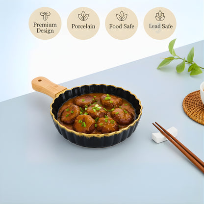 Swasha Round Porcelain Serving Platters – Single Handle (Set of 2)