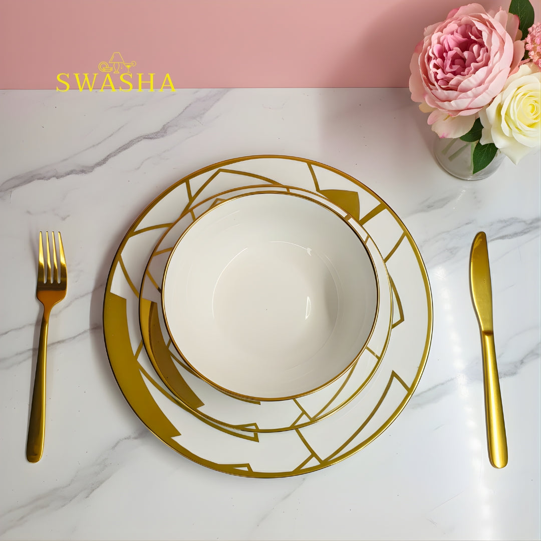 Luxury white gold porcelain dinnerware set