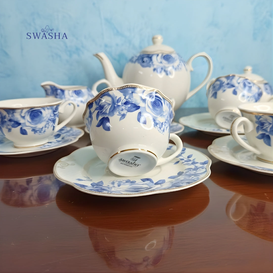 Blue Rose Tea Set of