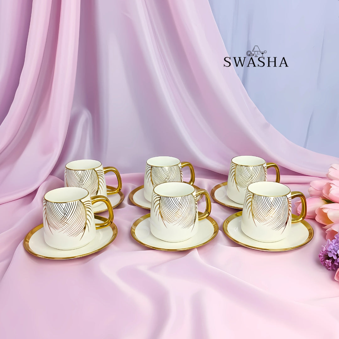 Ceramic Cup Saucer Set of 12 