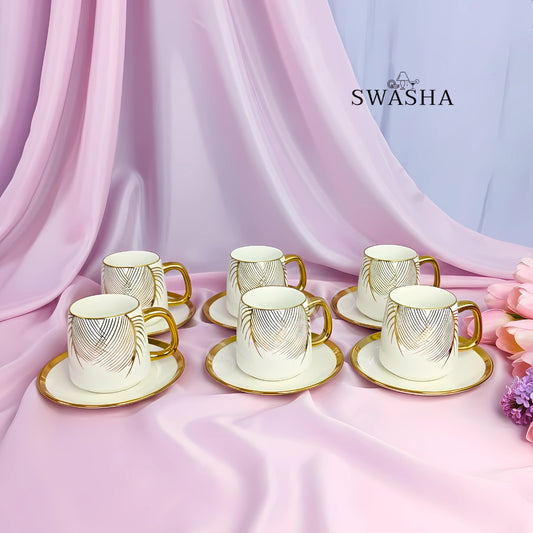 Ceramic Cup Saucer Set of 12 