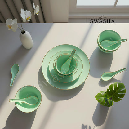 Swasha 35-Piece Opal Glass Dinner Set