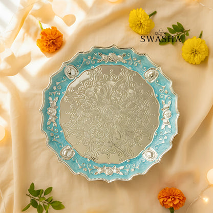 Swasha German Silver Puja Thali Set 