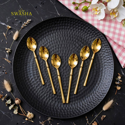 Swasha Luxury Cutlery Set 24 Pieces - Swasha Gold Spoon Fork Knife Set | Gift Box