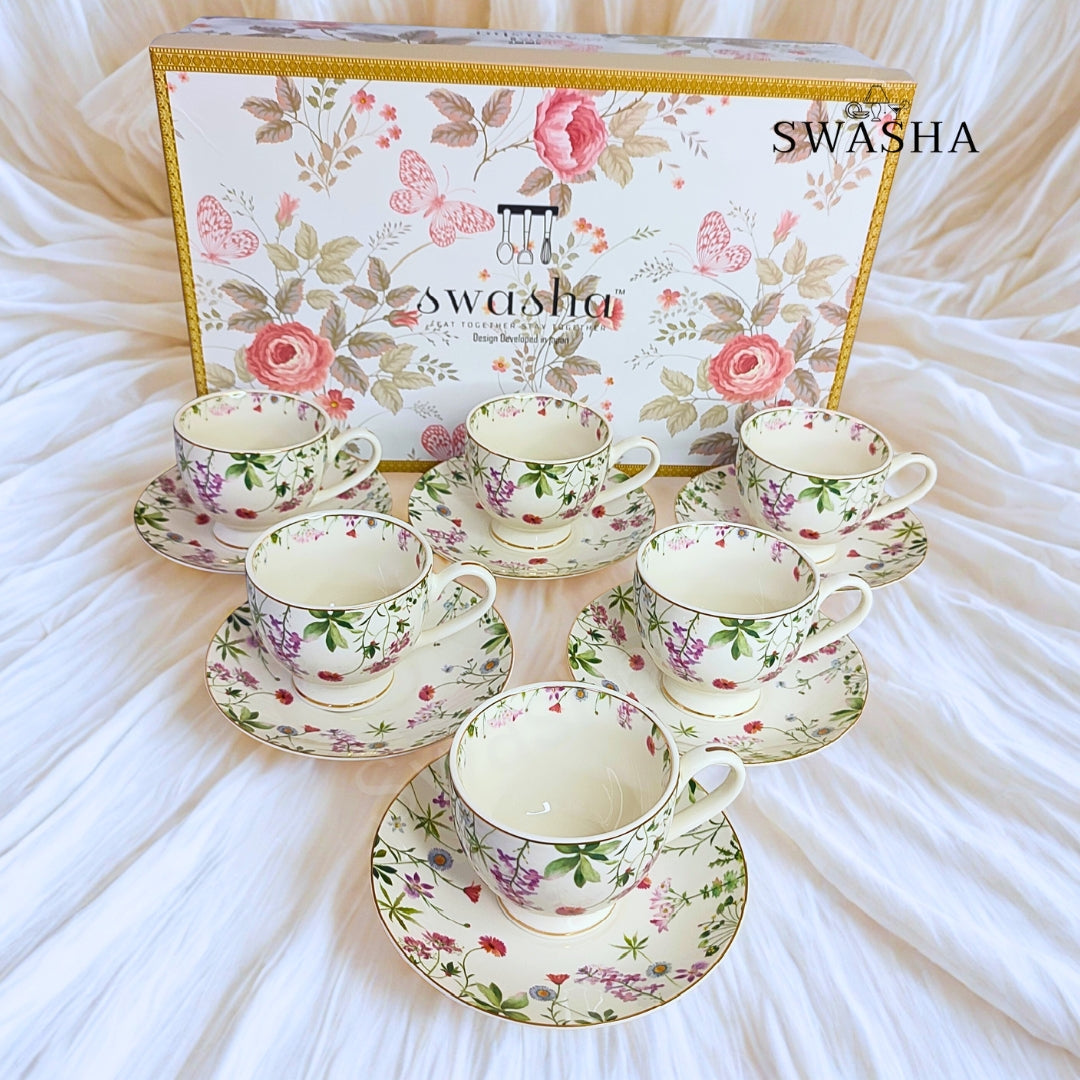 Porcelain Cup Saucer Set of 6 