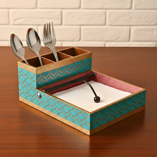Premium MDF Tissue & Cutlery Holder with Printed Design – Swasha