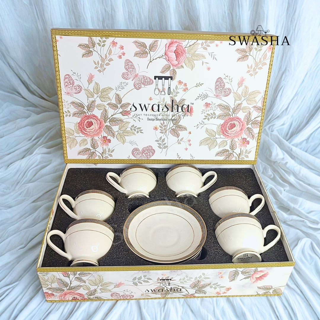 Swasha White Cup Saucer Set 