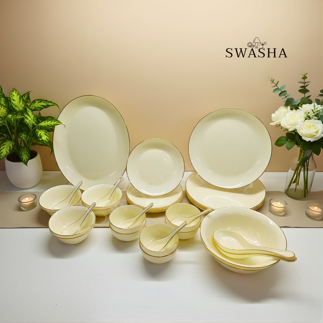 Swasha 35-Piece Opal Glass Dinner Set