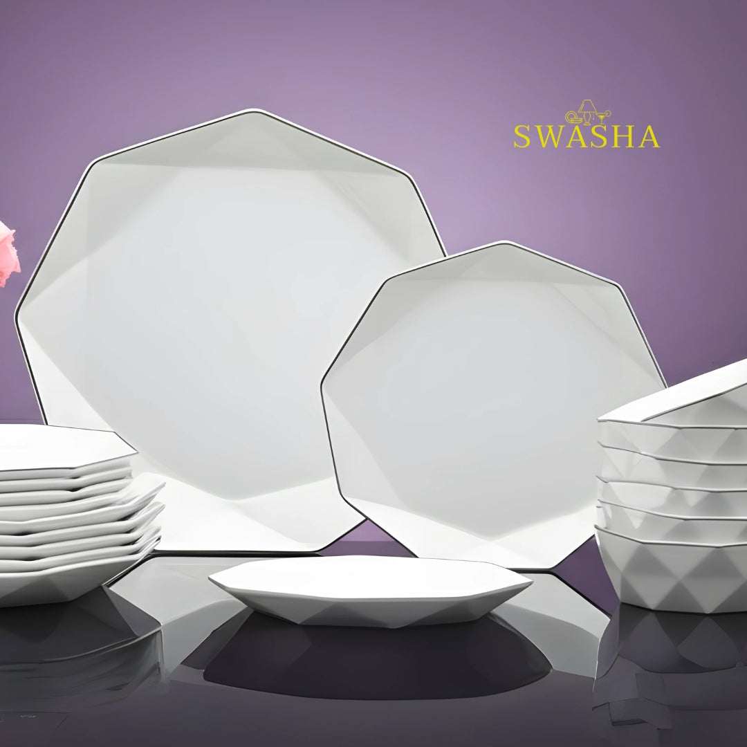 Swasha Magnesium Porcelain 18 Pcs Dinner Set 
