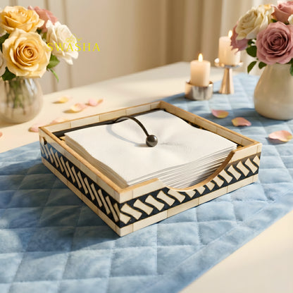 Swasha Modern MDF Tissue Holder - Square Resin Napkin Dispenser