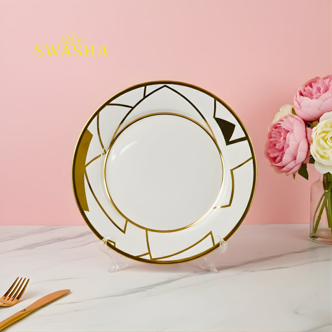 Luxury white gold porcelain dinnerware set