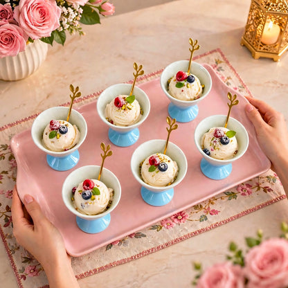 Blue Ombre Ice Cream Set 6 Pcs | With Tray Spoons | Swasha
