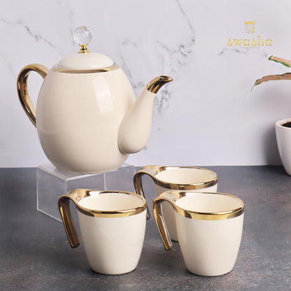 Set of 6 ceramic cups with matching kettle - perfect for delightful tea sessions