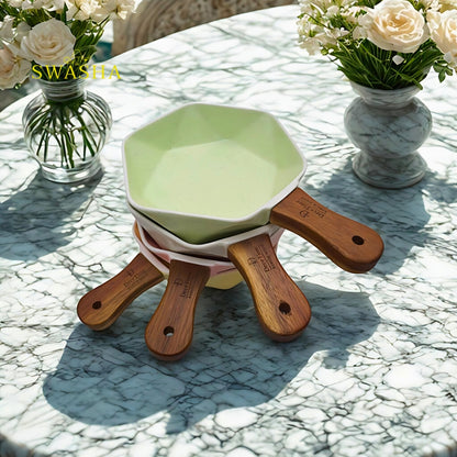 Swasha  Elegant Single Handle Platter for Chips & Dips – Ceramic  (Set Of 2)