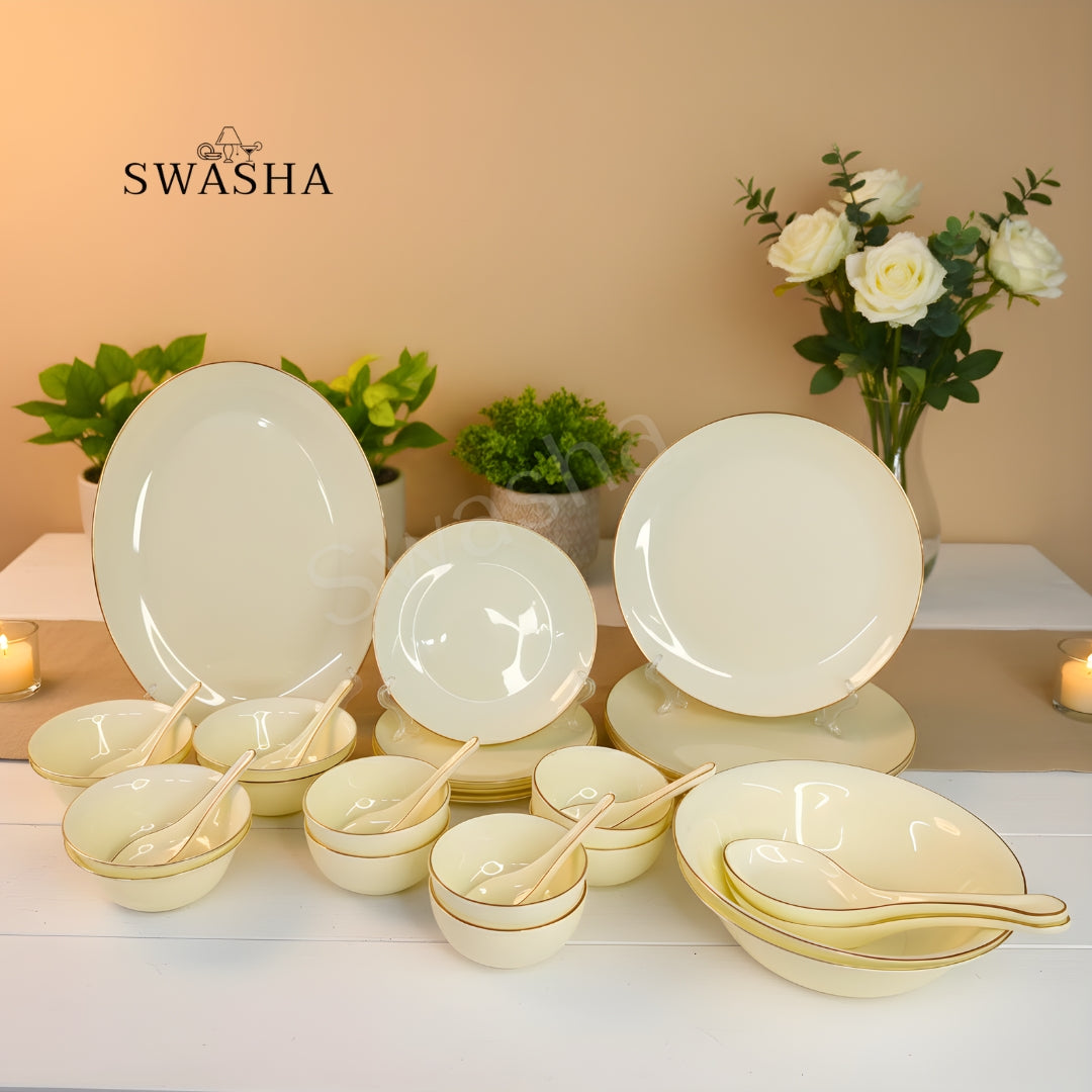 Swasha 35-Piece Opal Glass Dinner Set