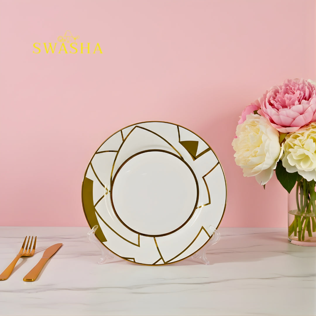 Luxury white gold porcelain dinnerware set