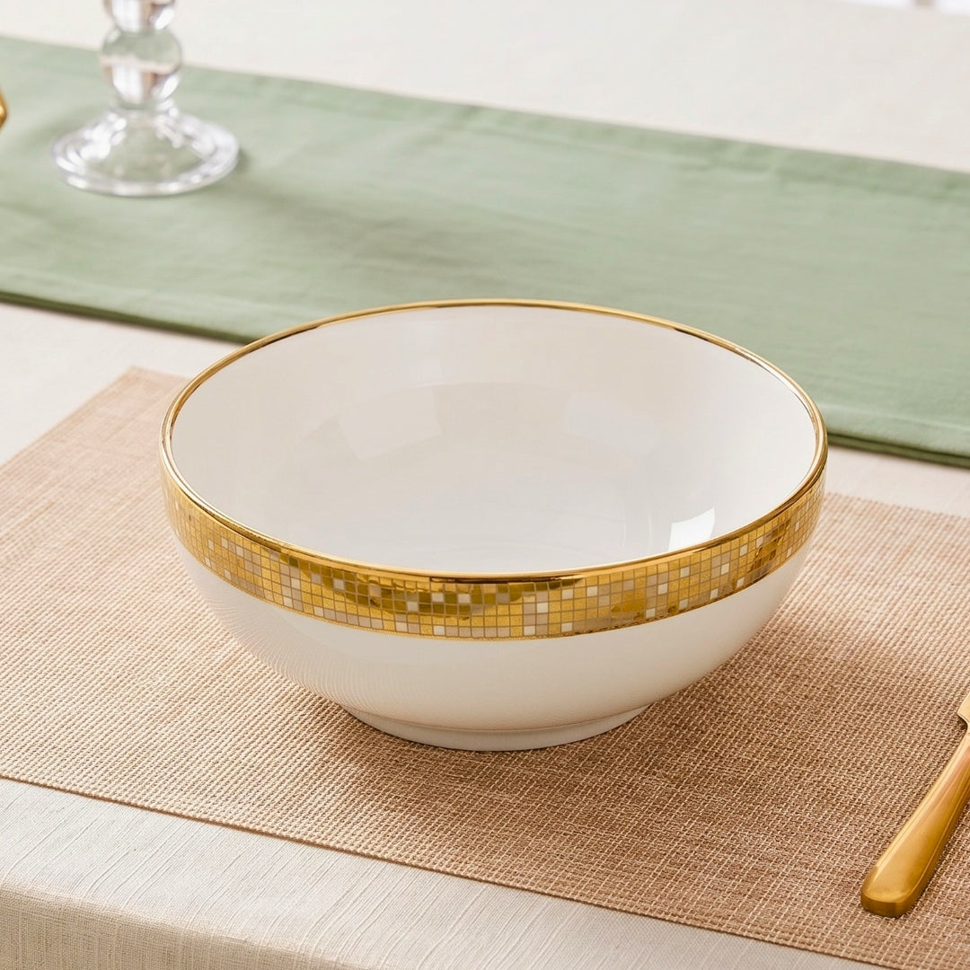 SWASHA Porcelain Dinner Set of 28 Pieces Elegant Tableware Dinnerware for Personal Use and Gifting (White & Golden)