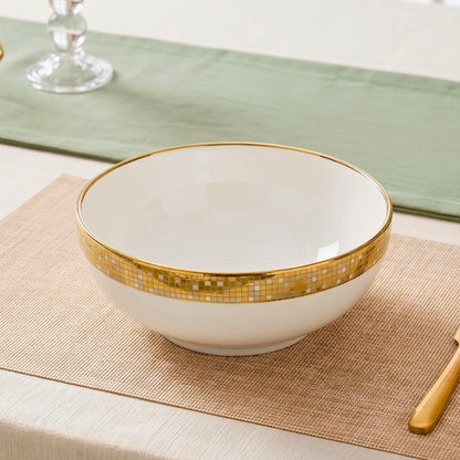 SWASHA Porcelain Dinner Set of 28 Pieces Elegant Tableware Dinnerware for Personal Use and Gifting (White & Golden)