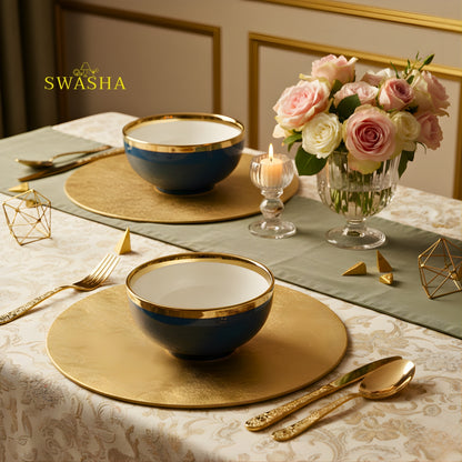 SWASHA Porcelain Dinner Set of 28 Pieces | Tableware | Dinnerware (Glossy Blue)