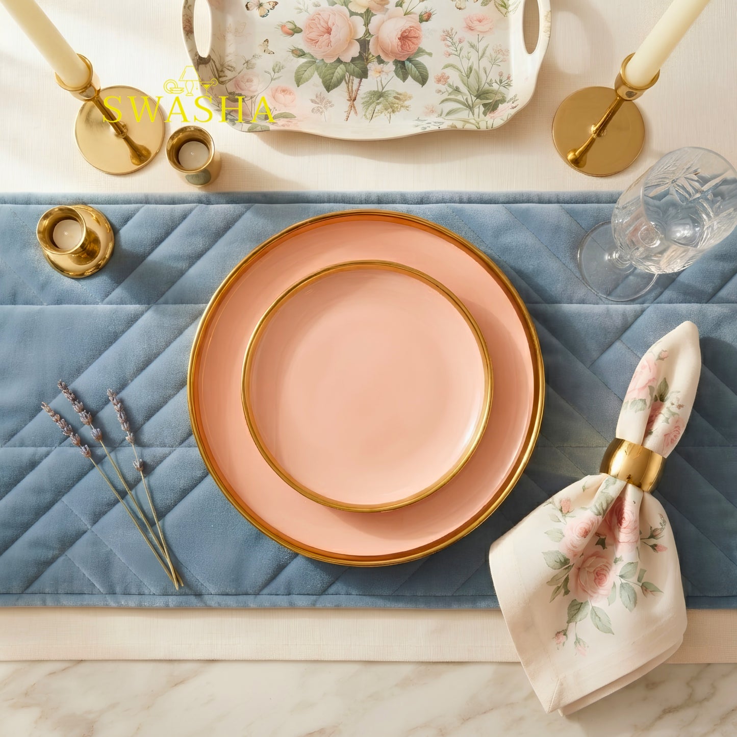 Porcelain Snack Set of 7 Pieces for Dining | 6 Small Plates + 1 Large Plate | Wedding Gift Set