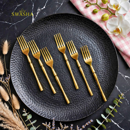 Swasha Luxury Cutlery Set 24 Pieces - Swasha Gold Spoon Fork Knife Set | Gift Box