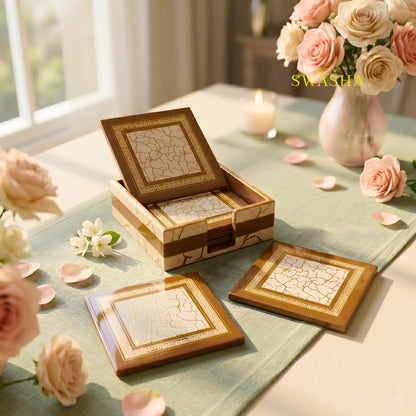 Handmade Square Resin Coasters by Swasha, Set of 6