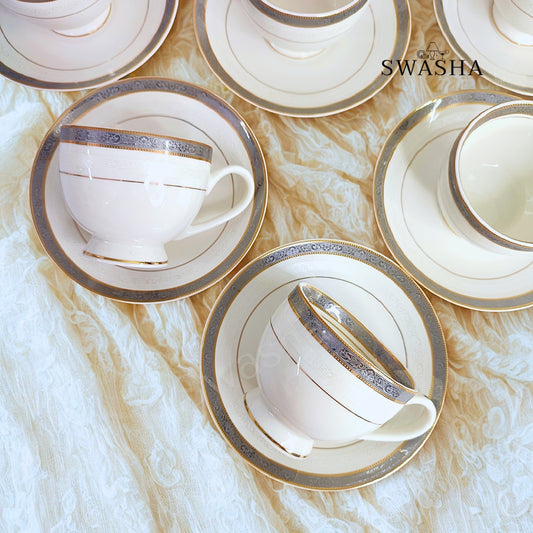 Swasha White Cup Saucer Set 