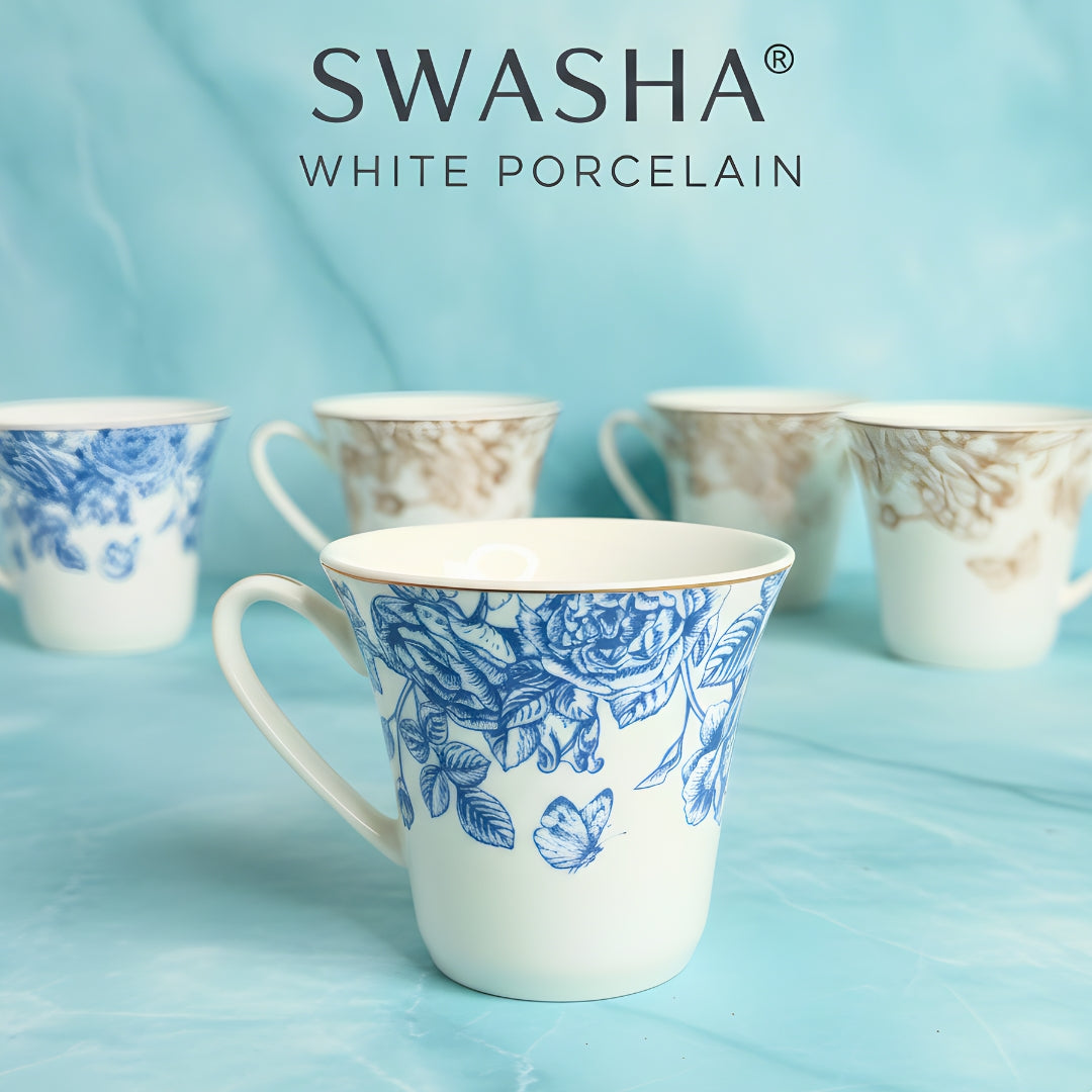 Ceramic Tea Coffee Cup Set of 6 – Swasha Porcelain Drinkware