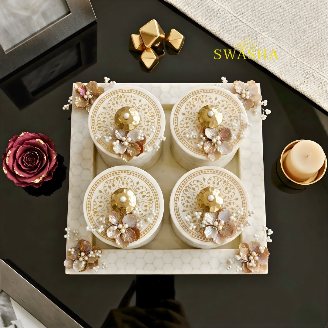 Swasha Airtight Dry Fruits Jars – Set of 4 with Tray