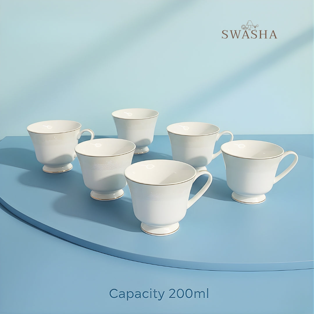 Swasha Porcelain Tea & Coffee Cup Set of 6