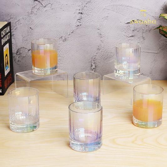 Set of 6 versatile glass tumblers - perfect for refreshing juices and water.