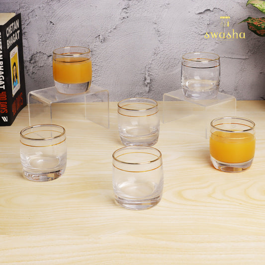 Set of 6 versatile glass tumblers - perfect for refreshing juices and water.