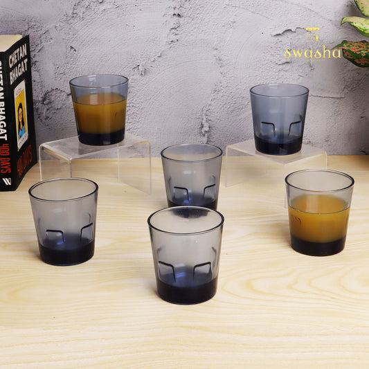 Set of 6 versatile glass tumblers - perfect for refreshing juices and water.