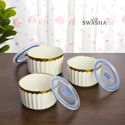 Ceramic Serving Bowl Set of 3 with Lids