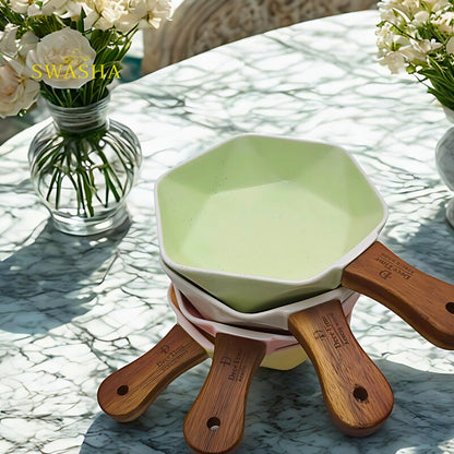 Swasha  Elegant Single Handle Platter for Chips & Dips – Ceramic  (Set Of 2)