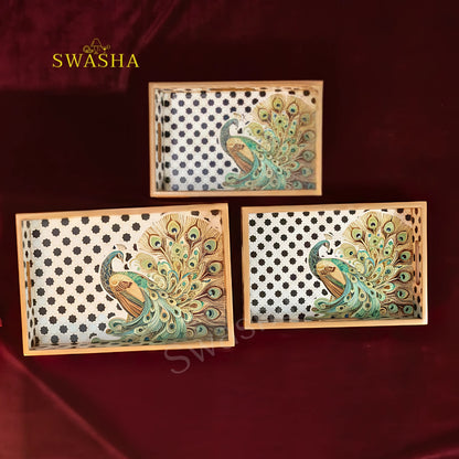 Designer MDF Serving Tray Set of 3 – Swasha Elegant Tableware