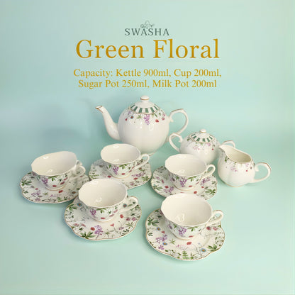 Green Floral Vintage Tea Set