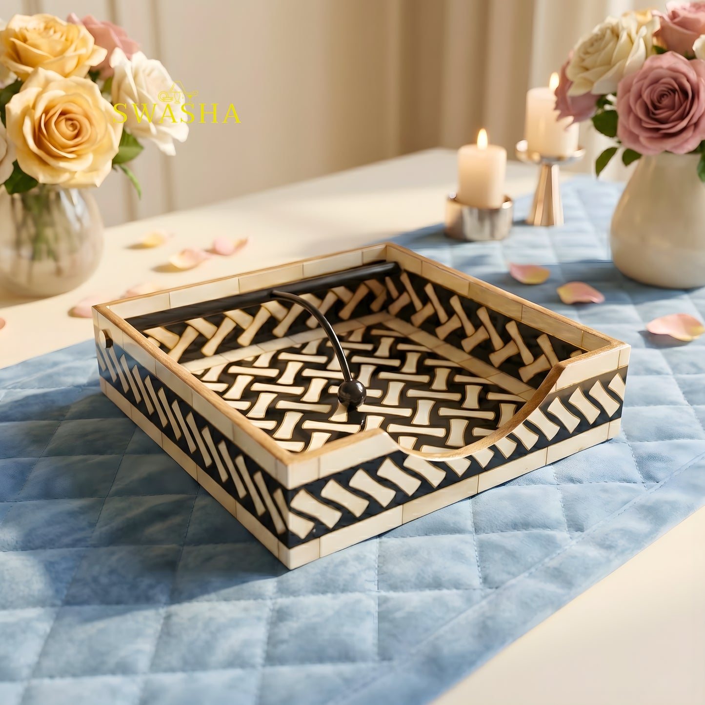 Swasha Modern MDF Tissue Holder - Square Resin Napkin Dispenser
