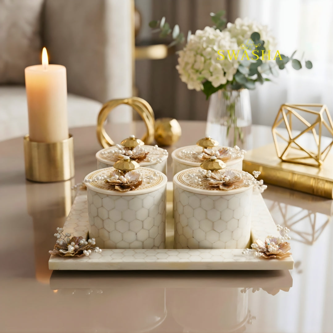 Swasha Airtight Dry Fruits Jars – Set of 4 with Tray